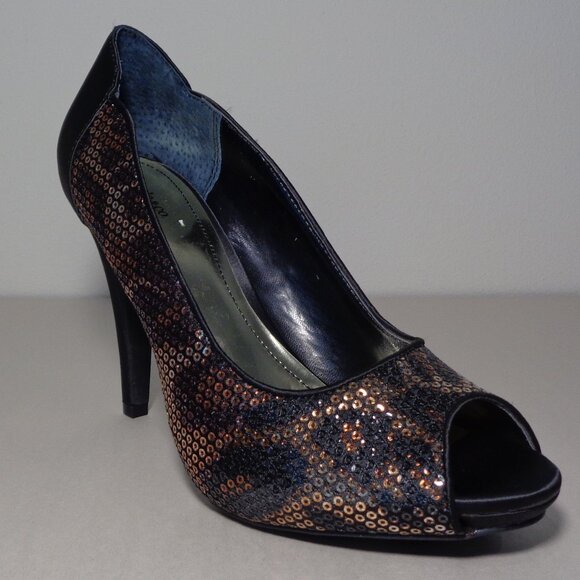 Style & Co. Size 8 M / NAVEAH / Black / Sequin / Satin Heels New Women's Shoes - Picture 5 of 16